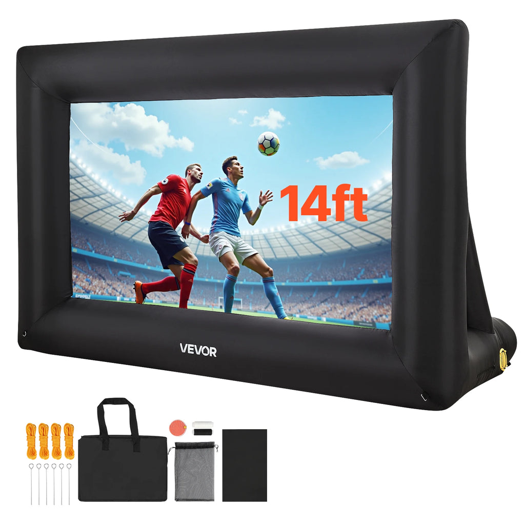 SucceBuy 14/16/20 FT Inflatable Projector Screen w/ 120 W Air Blower Projector Screen Outdoor Backyard Home Theater Theme Party