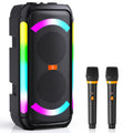 FanFun Wireless Bluetooth Speaker, Karaoke Machine with 2 Microphones, Home Karaoke Party Speaker with Led Light