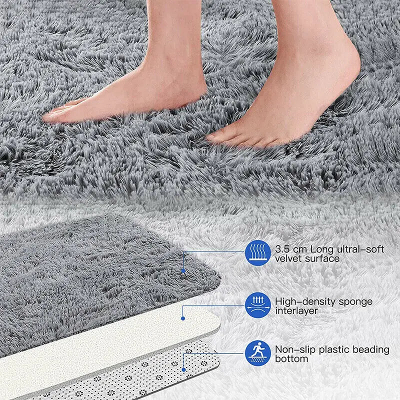 Floor Rug Fluffy Area Carpet Shaggy Extra Soft Thicken Pads Living Room Bedroom
