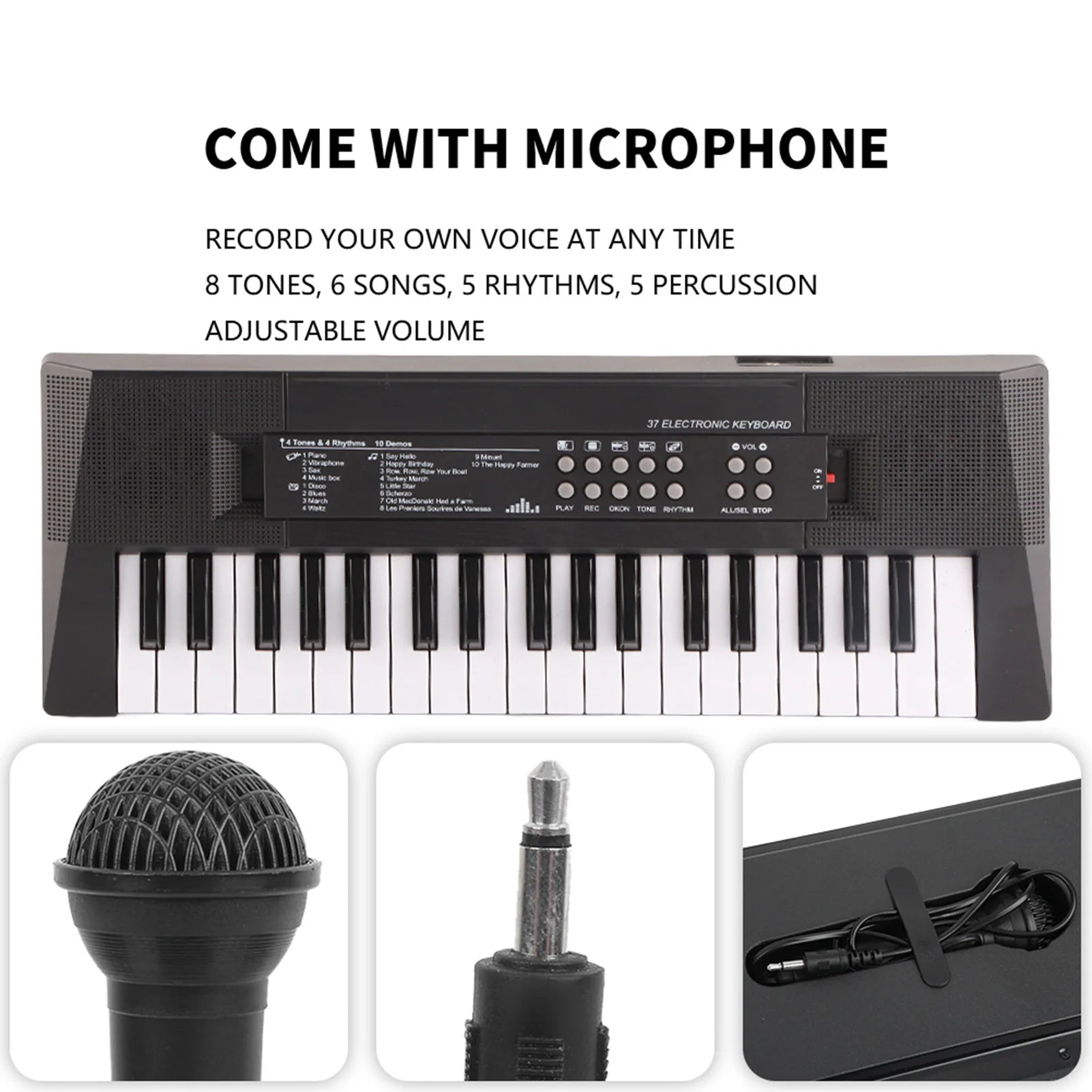 Electric Keyboard 37 Key Piano Children's Musical Instrument  Microphone Recording Function Electric Piano Electric Keyboard