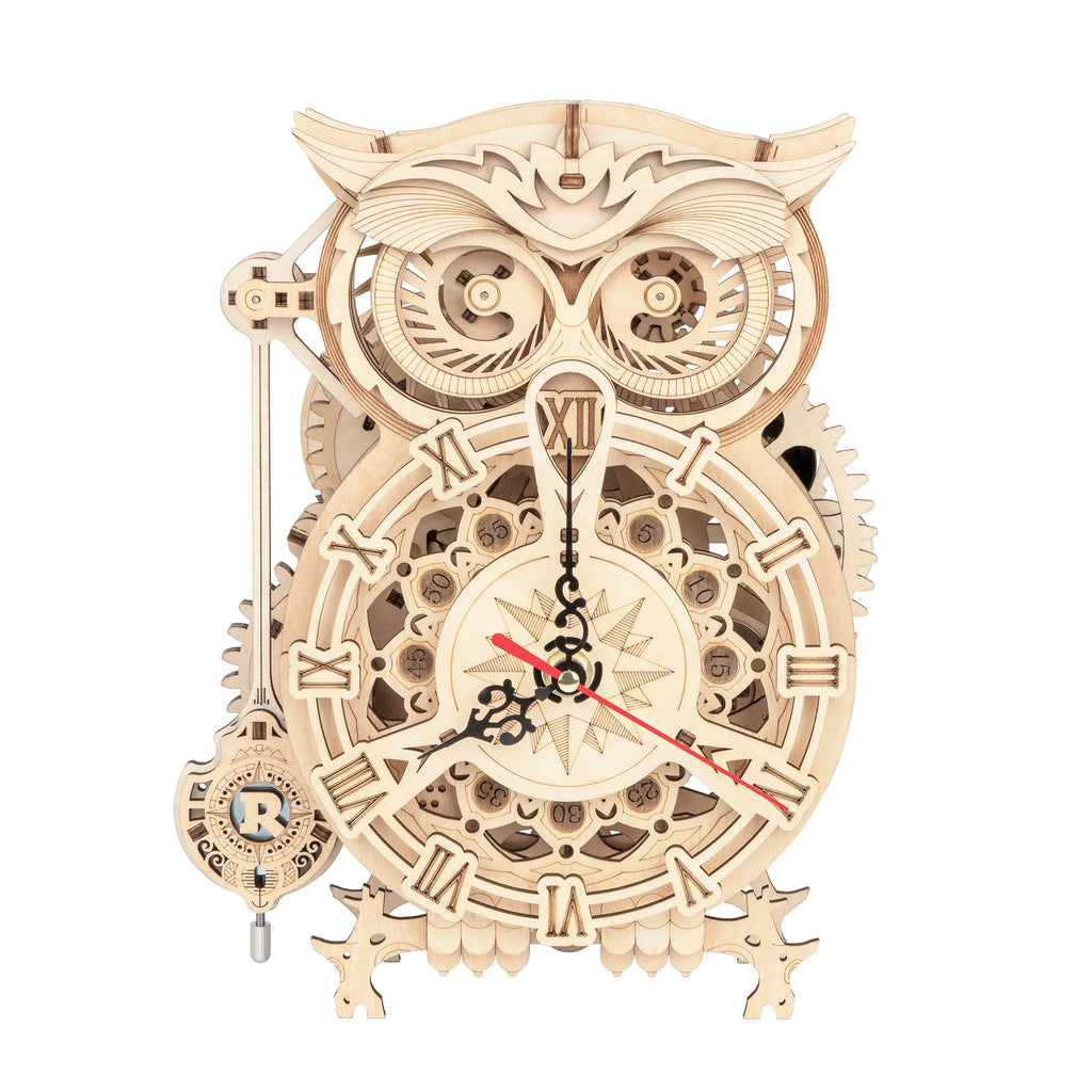 Robotime Rokr 161pcs Creative DIY 3D Owl Clock Wooden Model Building Block Kits Assembly Toy Gift for Children Adult LK503
