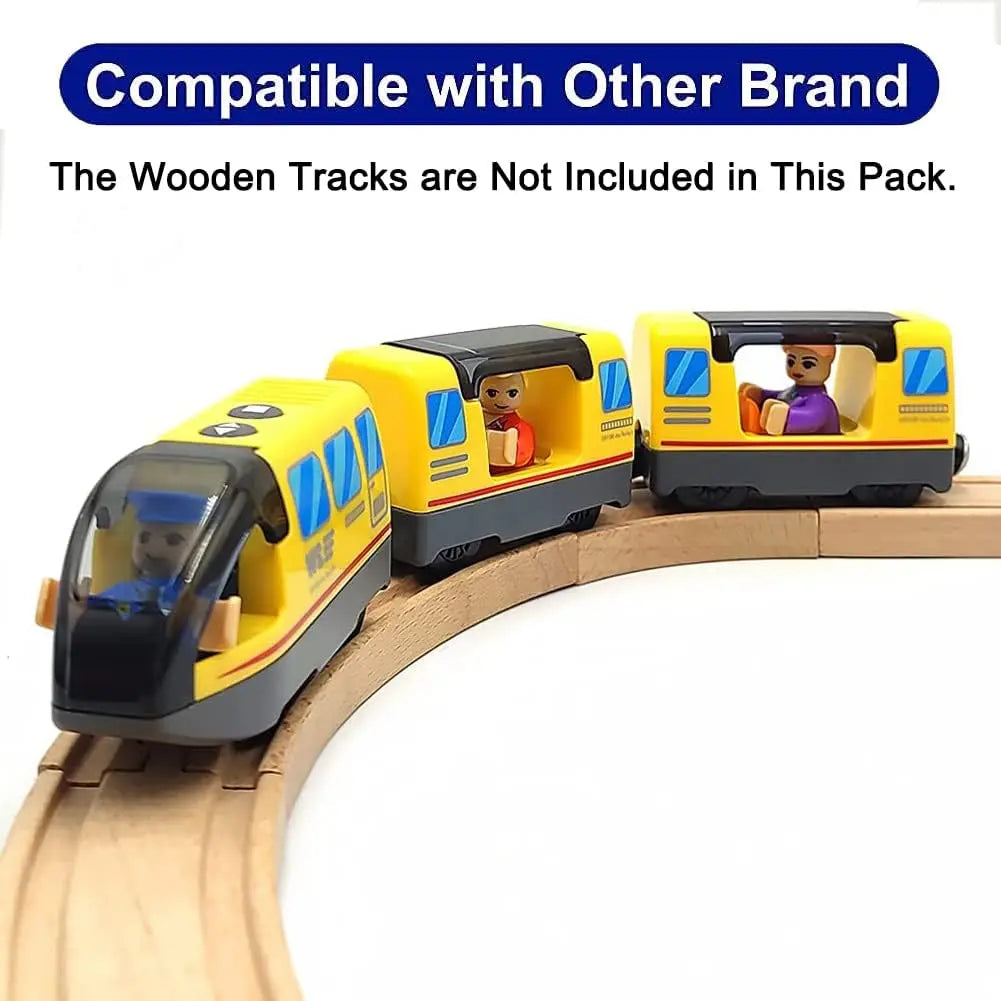Battery Operated Locomotive Train Set for Wooden Train Tracks Magnetic Connection, Powerful Engine Bullet Train Set