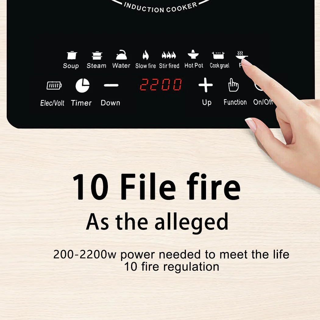 2200W Electric Induction Cooktop Portable Ceramic Glass Cook Top Kitchen Cooker