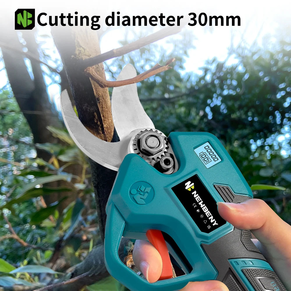 NEWBENY 30mm Brushless Electric Pruner Shear 4 Gears Cordless Garden Bonsai Electric Scissors Power Tools For Makita Battery Pin