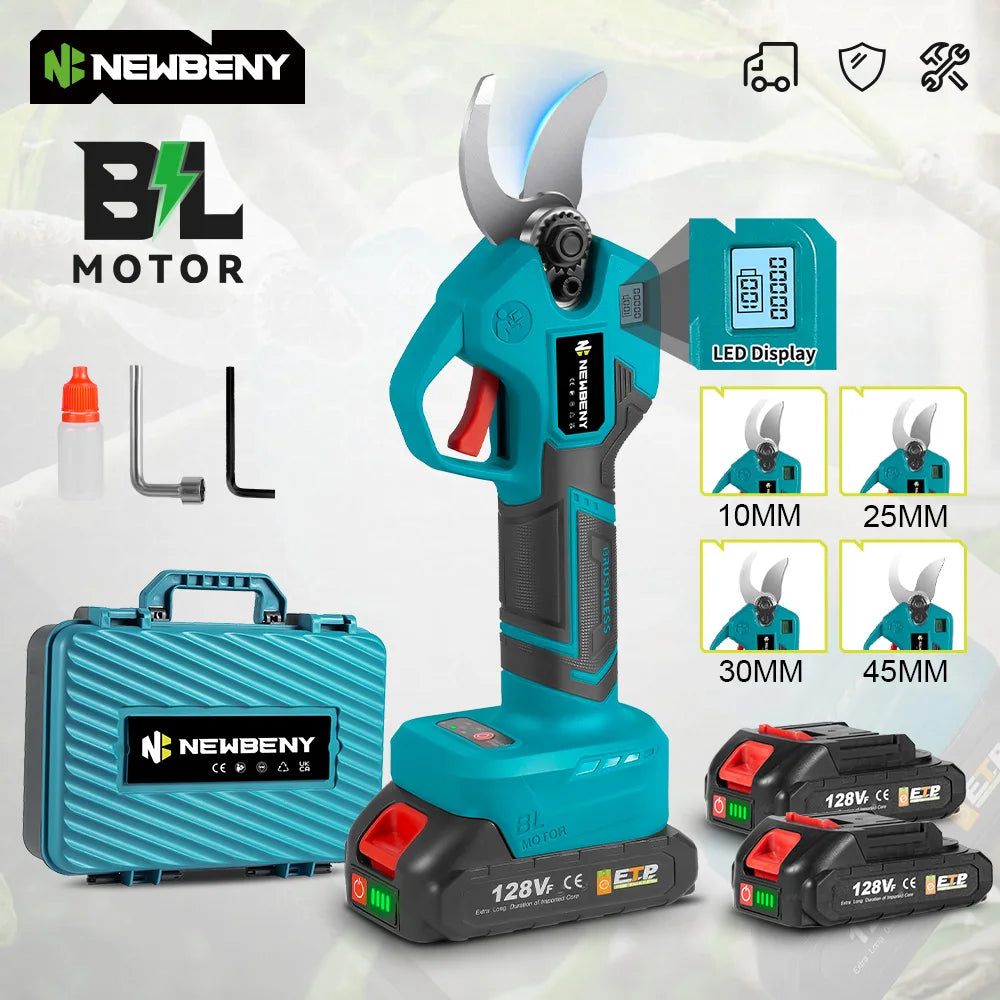 NEWBENY 30mm Brushless Electric Pruner Shear 4 Gears Cordless Garden Bonsai Electric Scissors Power Tools For Makita Battery Pin