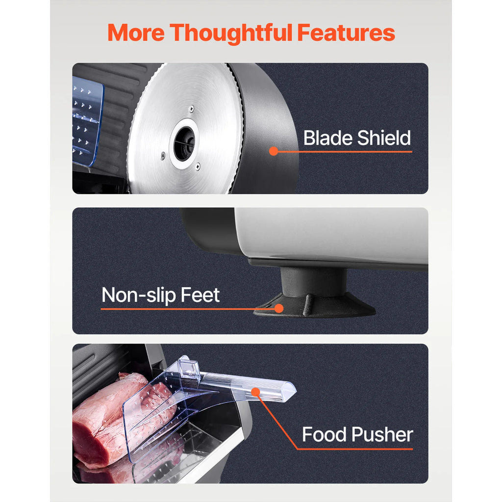 SucceBuy Meat Slicer 180 W&7.5 inch Electric Deli Food Slicer Meat Cutter w/ two Premium SUS420 Blades for Meat Cheese Home Use