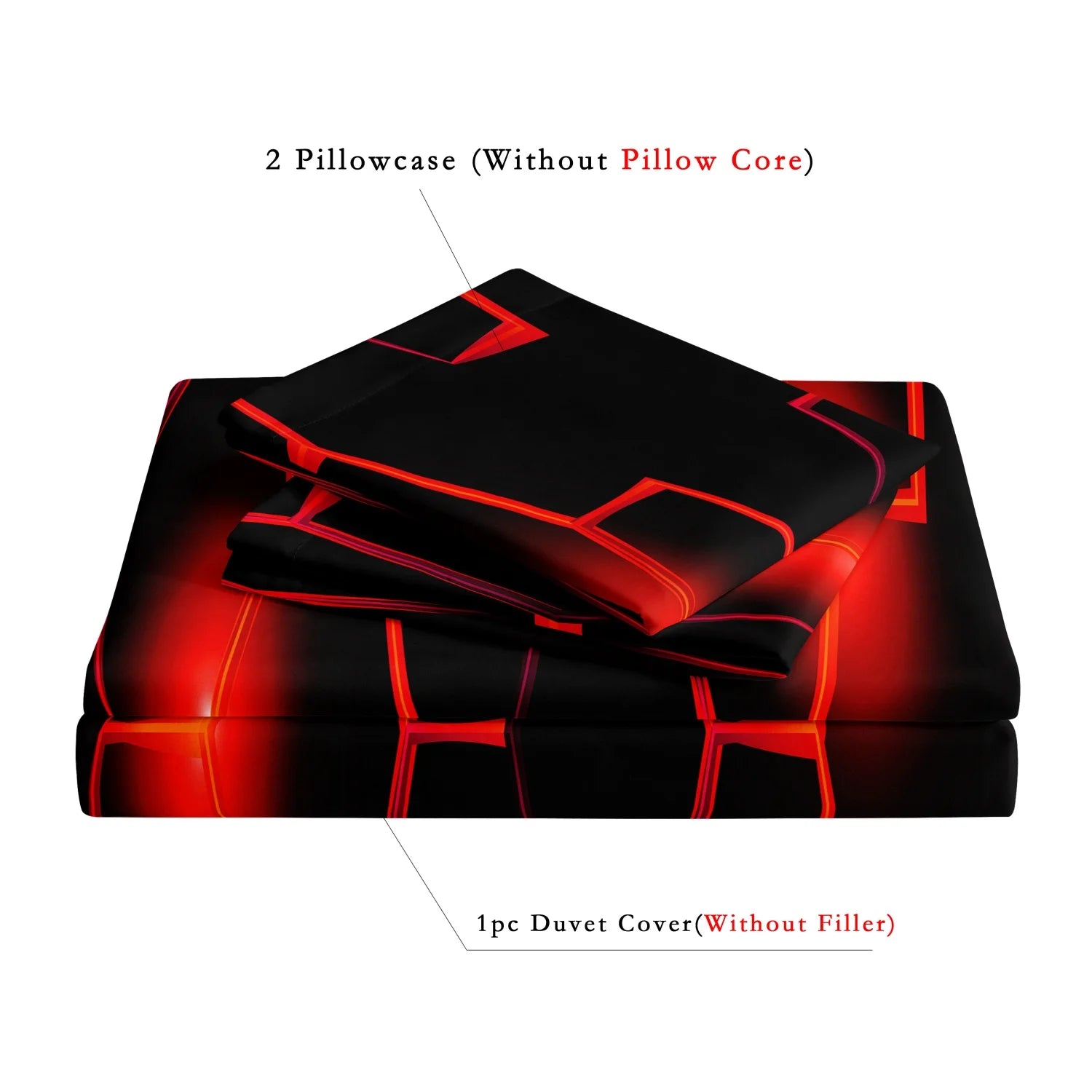 3pcs Red Geometric Hexagon Quilt Duvet Cover Set - Soft Comfortable Bedding Set For Bedroom, - 1*Duvet Cover + 2*Pillowcases