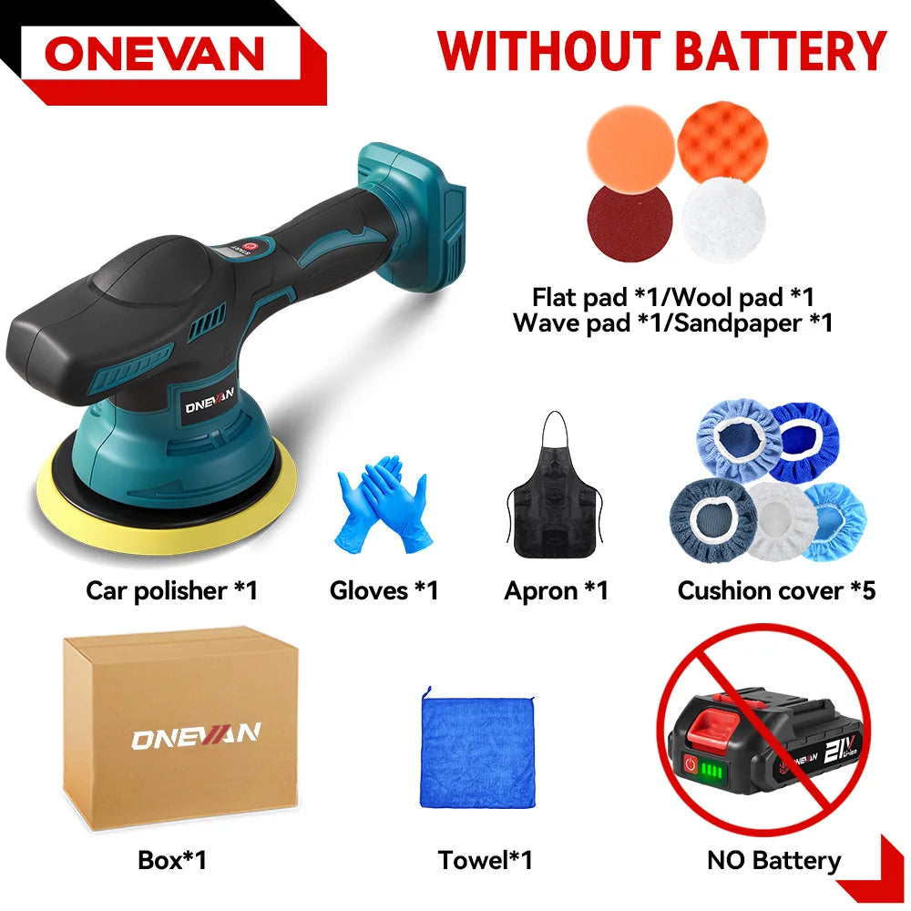 ONEVAN 8 Gears Cordless Electric Car Polisher Waxing&Sanding Wood Grinding Polishing Power Tool For Makita 18V Battery Pin