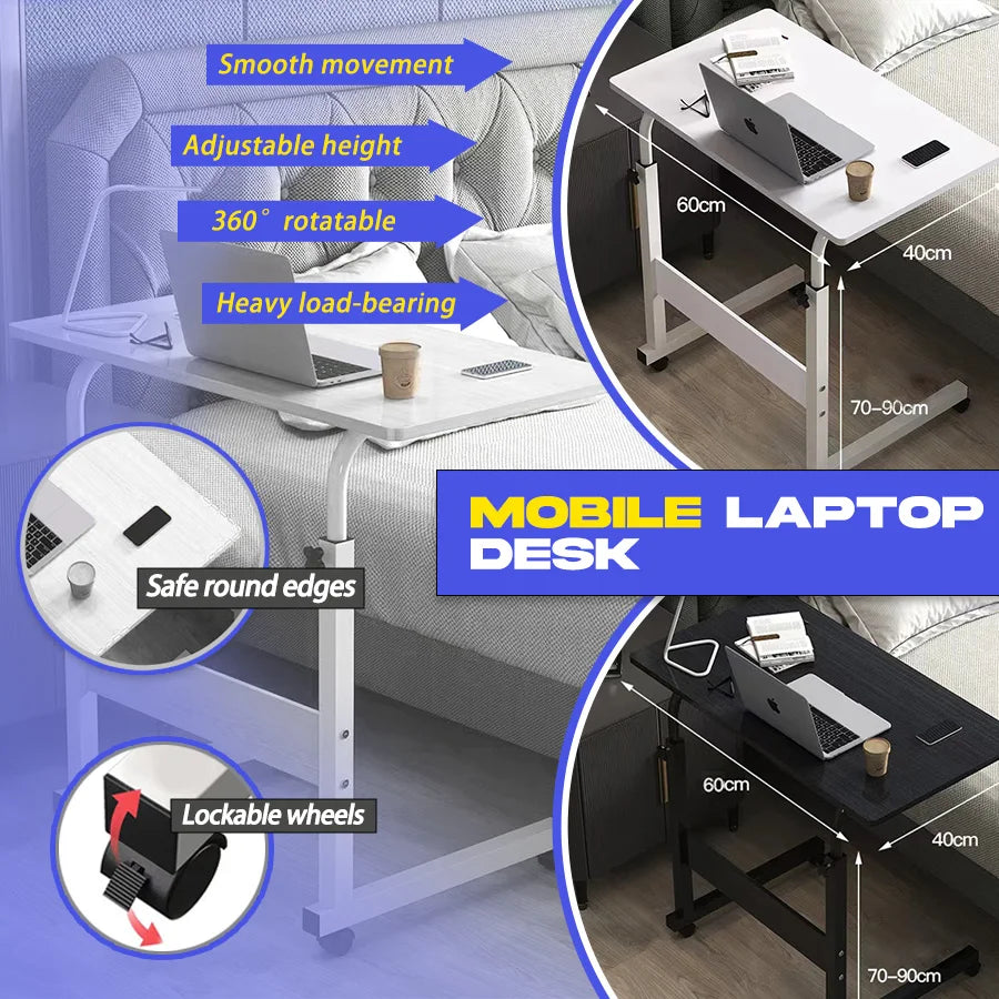 PORIYA Mobile Laptop Desk Computer Table Stand Adjustable Bed Bedside Portable Study AU