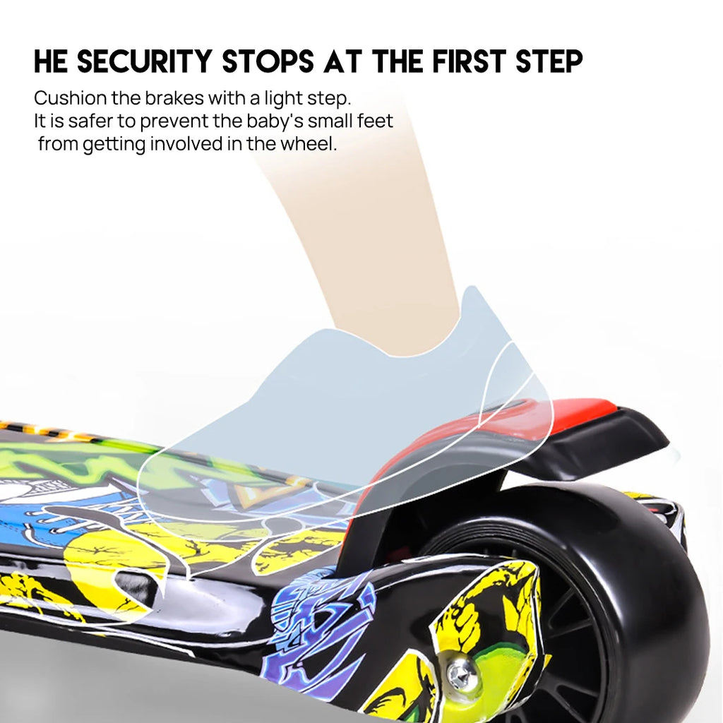 PORIYA Foldable Kids Scooter Adjustable Height Flashing LED Lights 3 Wheels Kick Push