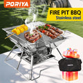 PORIYA Fire Pit BBQ Grill Camping Outdoor Portable Stainless Steel Stove 2 IN 1