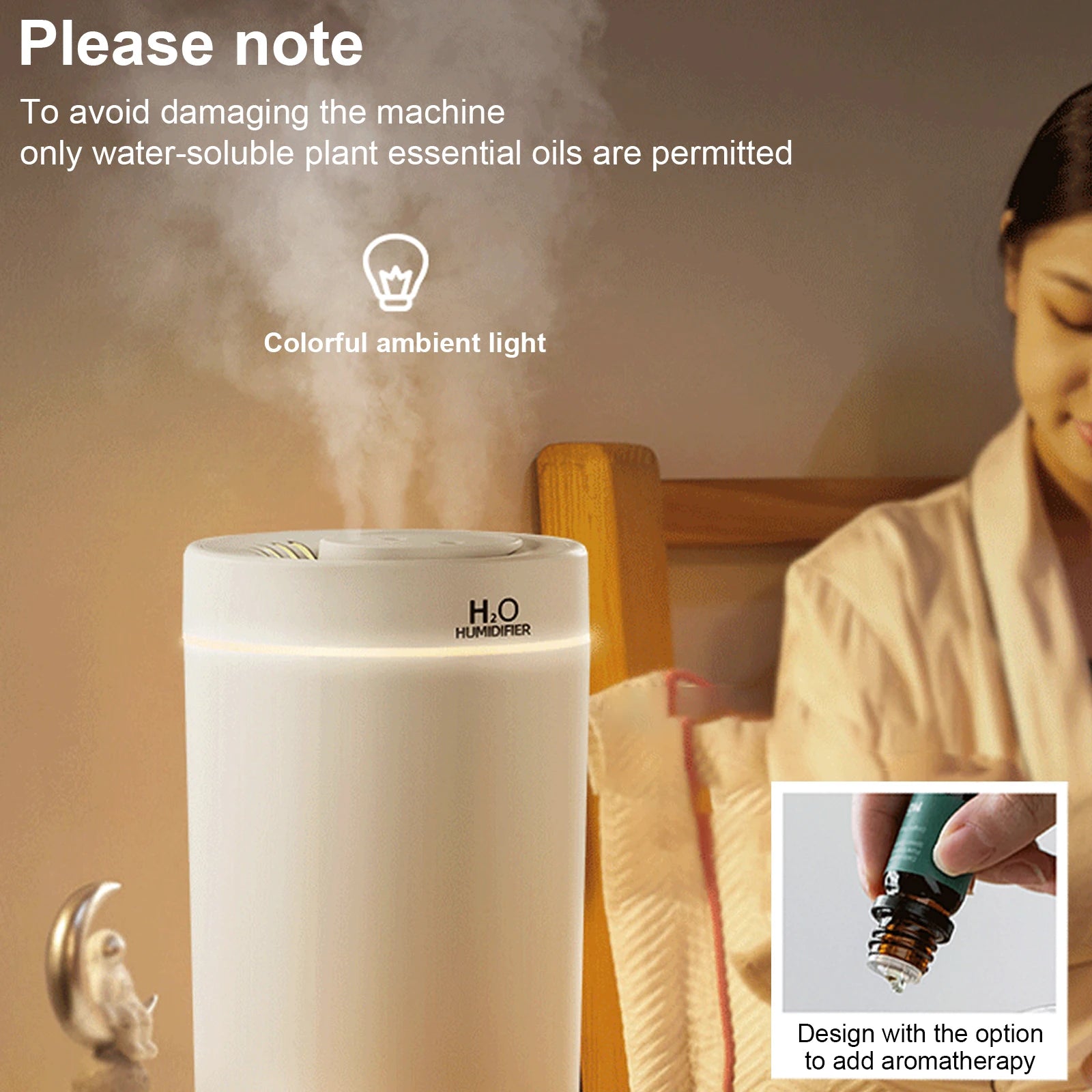 3L Electric Aroma Diffuser USB Rechargeable Mute Water Supplement Humidifier LED Portable Ultrasonic Sprayer for Bedroom Desktop