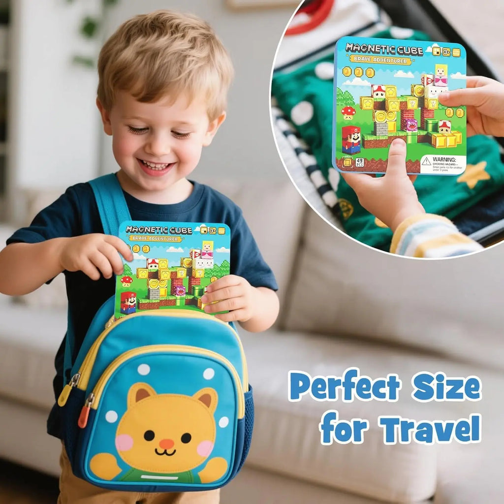 49PCS Mini Magnetic Blocks, with Iron Box, Travel Magnet Building Blocks for Toddlers,STEM Educational Magnet Toys