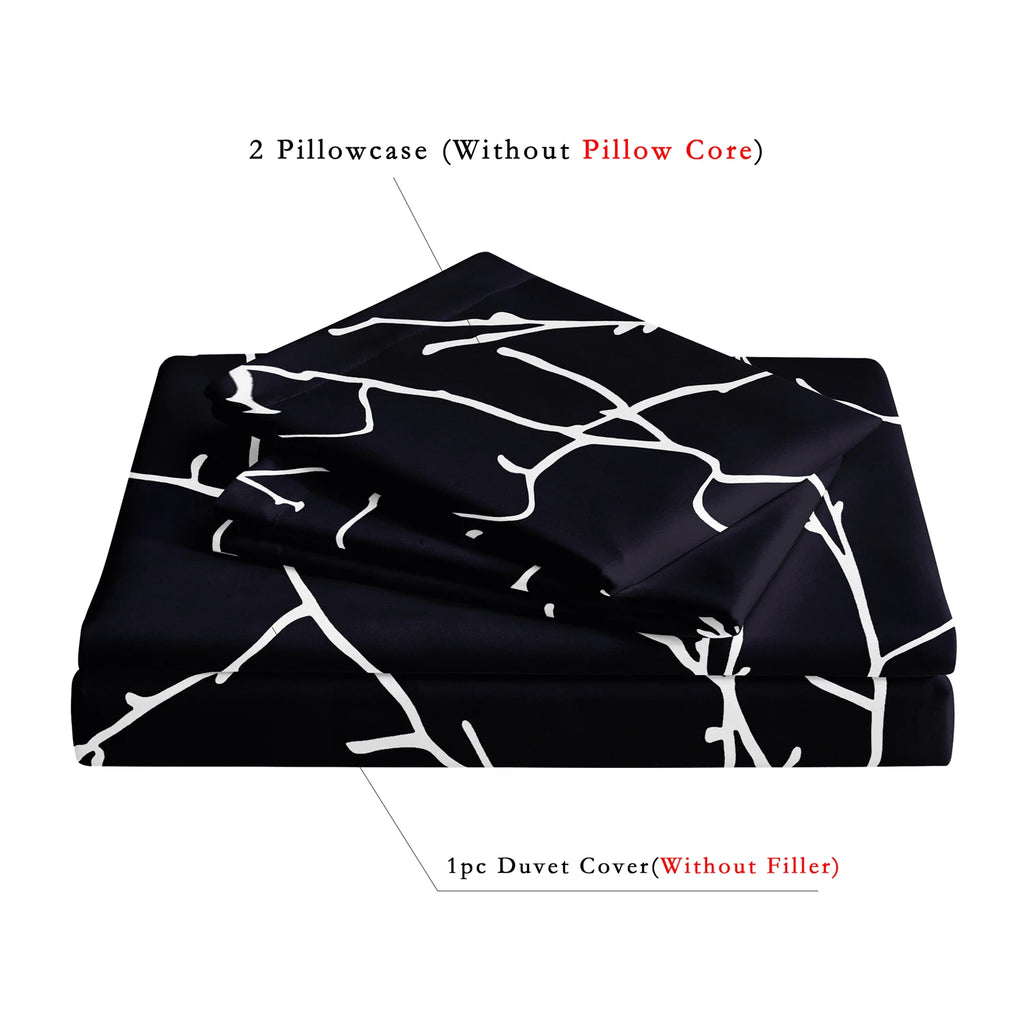 3Pcs Black White Branch Duvet Cover Set,Minimalist Leaf Bedding,Soft Microfiber Quilt Cover,Modern Bedroom Decor,AU/Local Stock