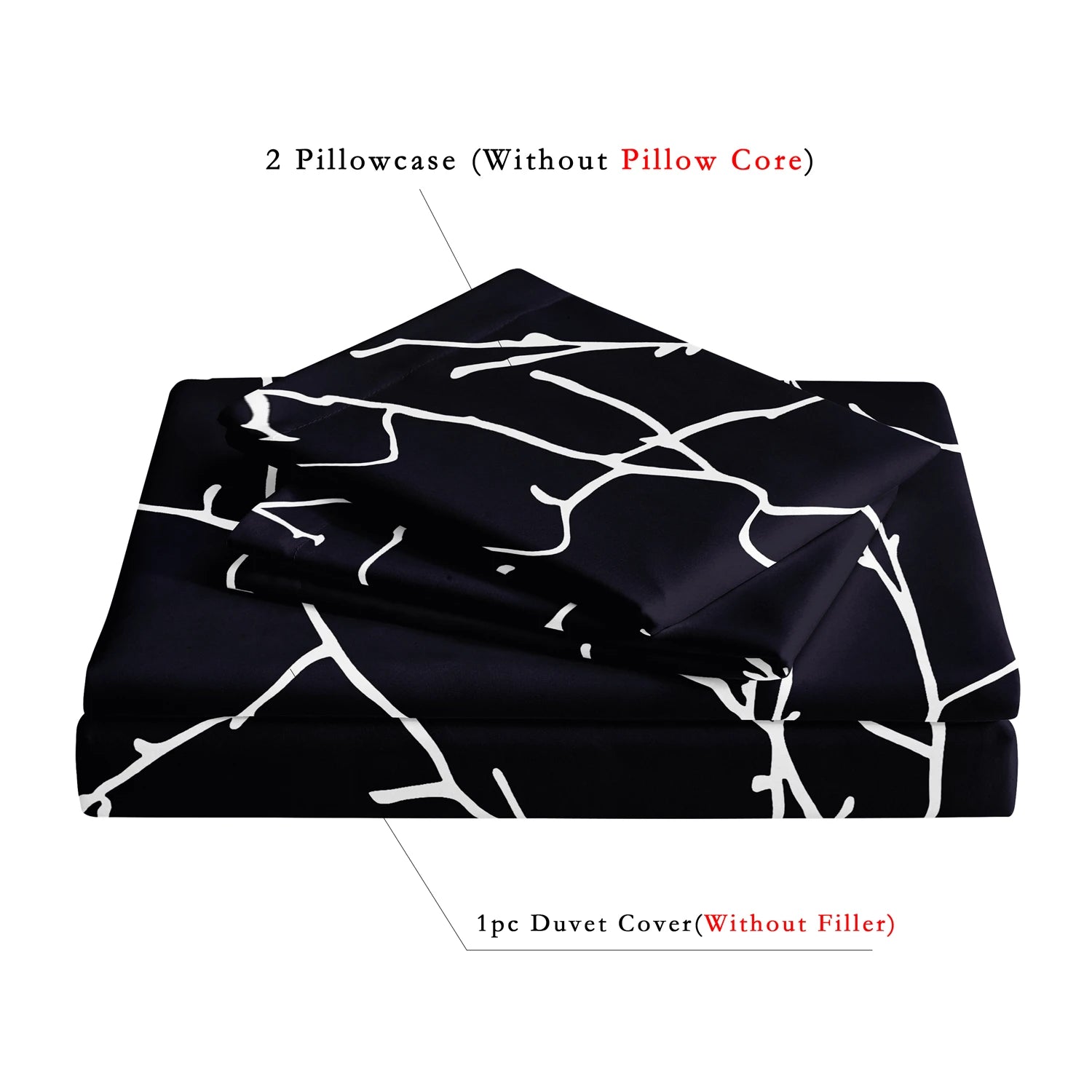 3Pcs Black White Branch Duvet Cover Set,Minimalist Leaf Bedding,Soft Microfiber Quilt Cover,Modern Bedroom Decor,AU/Local Stock
