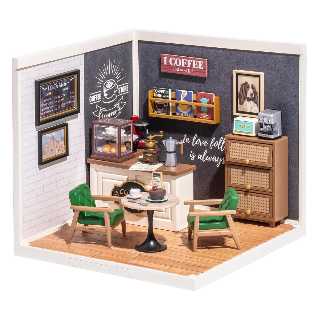 Robotime Rolife Super Creat Plastic DIY Miniature House Cafe Energy Supply Store Funny Toys Building Block Sets for Kids DW003