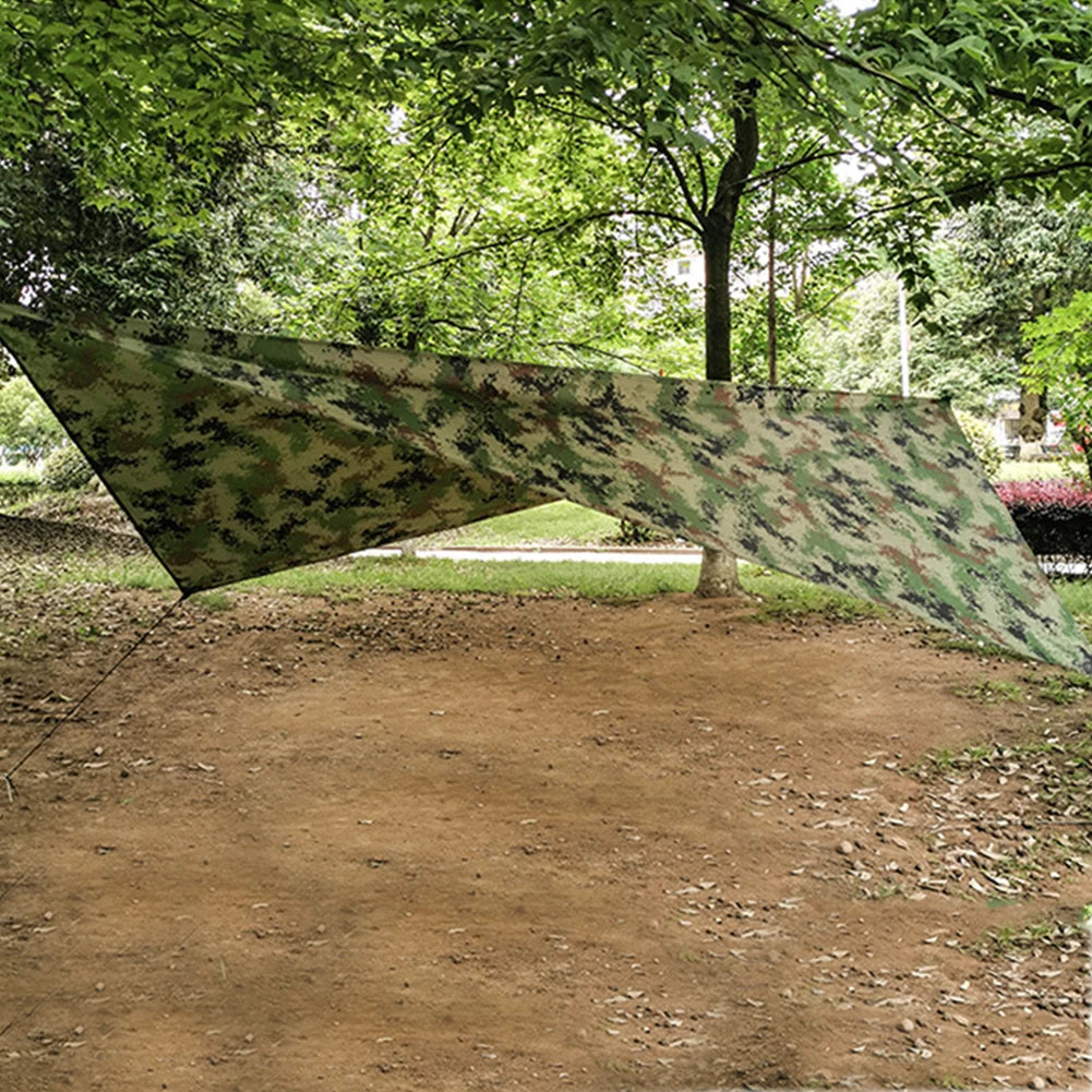 Waterproof Camouflage Camping Canopy 210T Polyester Yarn Portable Awning Shade Foldable Ultra-light Picnic Backpacking Equipment