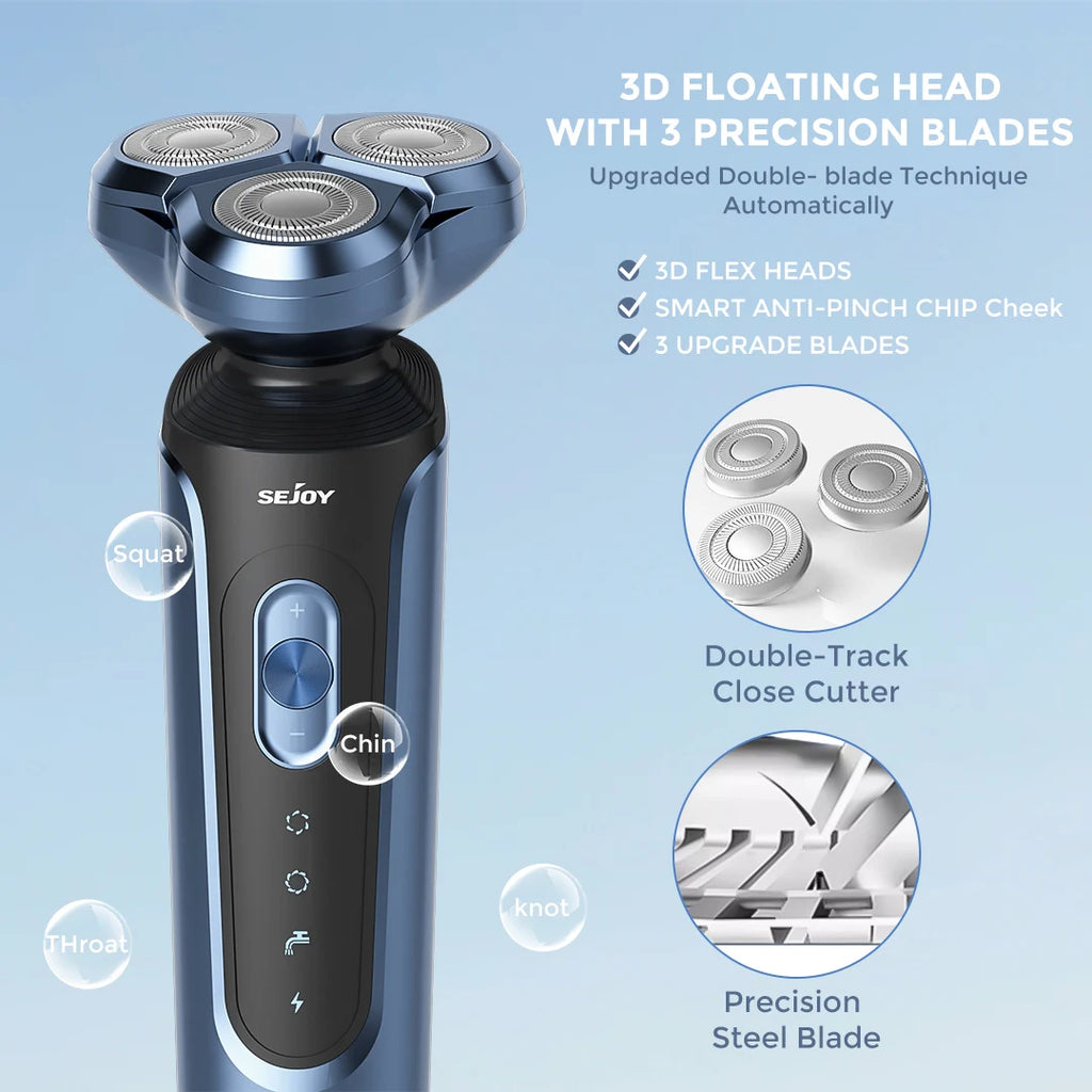 SEJOY Electric Shaver for Men,Hair Trimmer,Nose Hair Scissors,Facial Cleanser, Facial Massager Rechargeable Shaving Machine