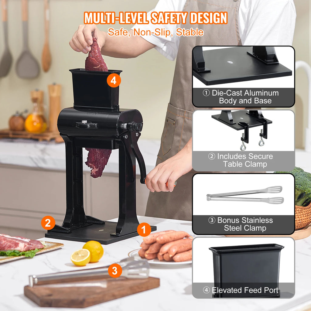 SucceBuy Commercial Meat Tenderizer Heavy Duty Stainless Steel Meat Tenderizer Machine Quick and Easy Manual Operation Kitchen