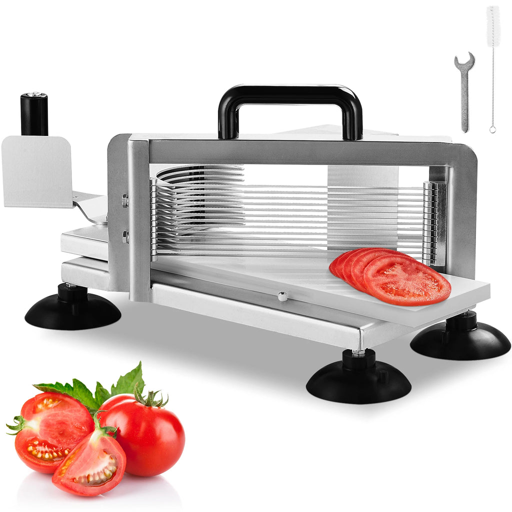 SucceBuy Tomato Slicer 3/16 inch Tomato Cutter Slicer Stainless Steel Heavy Duty Tomato Slicer Machine, Manual Tomato  Slicer