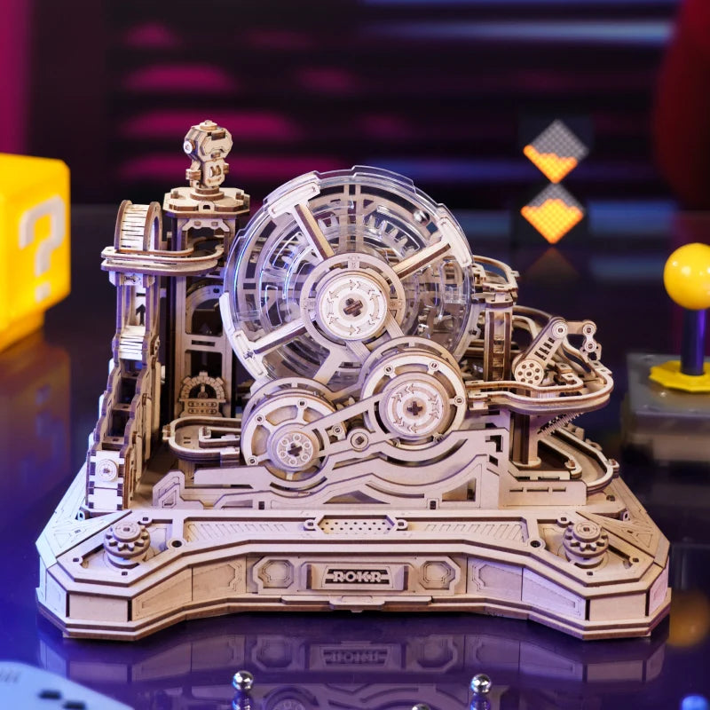 Robotime Rokr Pinball Model Gear Ball Challenge 3D Wooden Puzzle Model Kits to Build DIY Table Game Gift Idea for Men Women -EGC