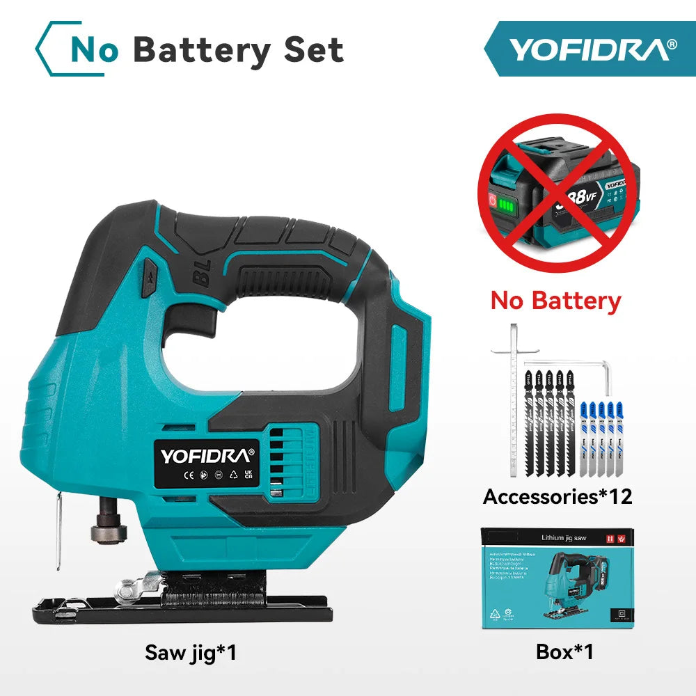 YOFIDRA 3800RPM Brushless Electric Jig Saw Infrared Laser Curve Saw Woodworking Tool With Saw Blade For Makita 18V Battery pin