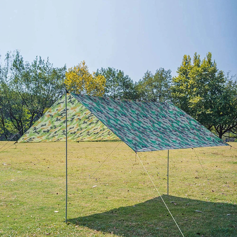 Waterproof Camouflage Camping Canopy 210T Polyester Yarn Portable Awning Shade Foldable Ultra-light Picnic Backpacking Equipment