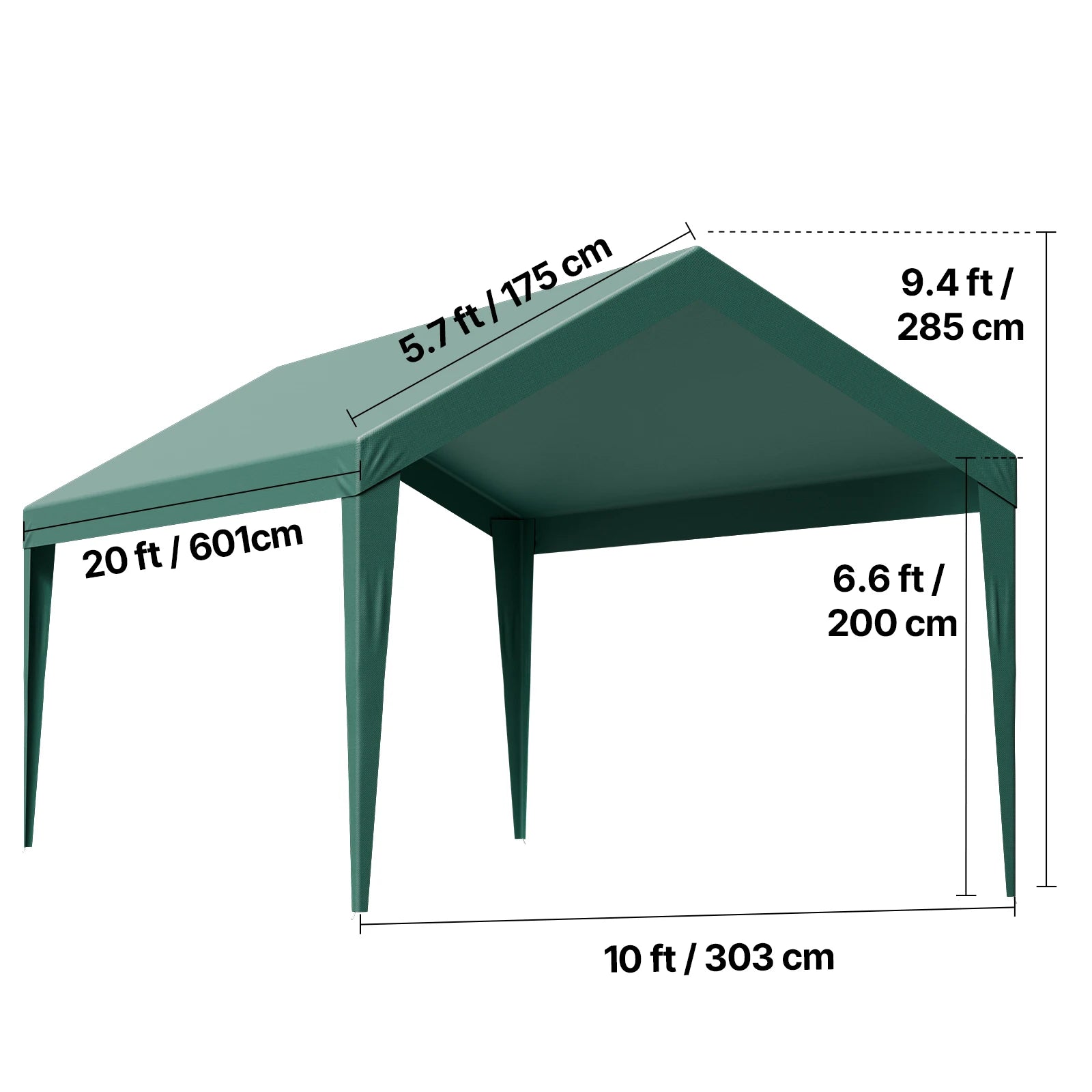 SucceBuy Carport Replacement Canopy Potable Garage Tent Top Tarp with Sidewalls UV-Resistant Car Shelter Tarp with Ball Buggees