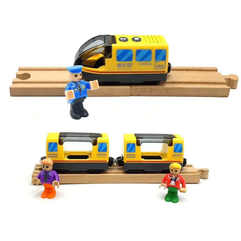 Battery Operated Locomotive Train Set for Wooden Train Tracks Magnetic Connection, Powerful Engine Bullet Train Set