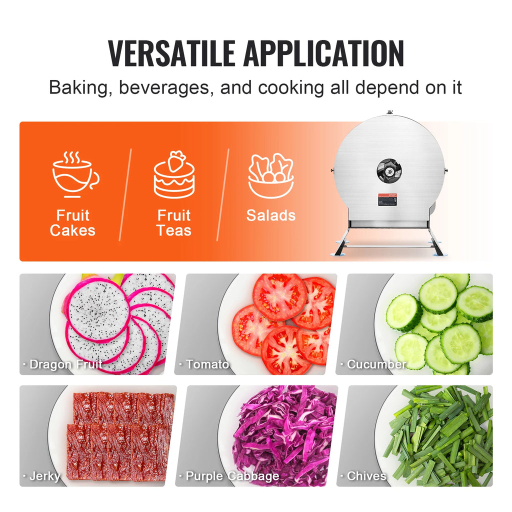 SucceBuy Electric Vegetable Slicer 0-0.5"/0-12mm Thickness Adjustable Commercial Slicer Machine Convertible to Manual FoodCutter