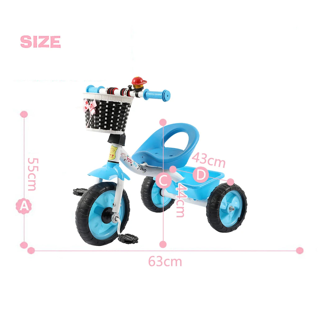 3 Wheel Bike Bicycle Tricycle Trike Basket Ride On Toy Kids/Children/Toddler 3y+