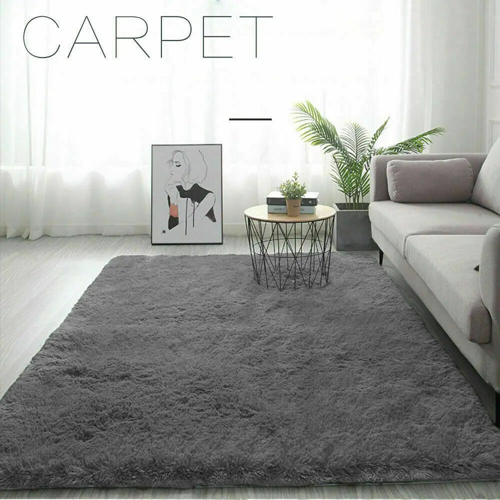Floor Rug Fluffy Area Carpet Shaggy Extra Soft Thicken Pads Living Room Bedroom