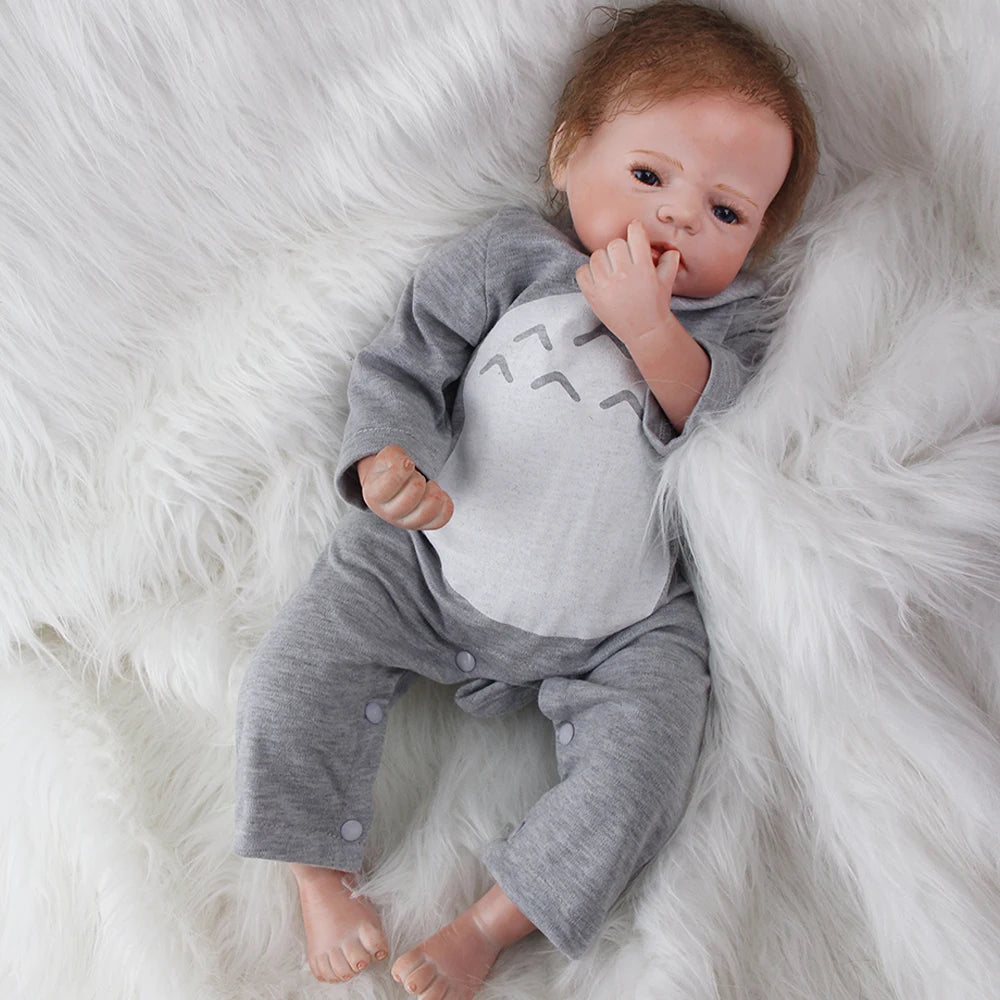 55cm Reborn Baby Doll Boy Soft Vinyl Newborn Lifelike Weighted Cloth Body Realistic Doll Collectible Toy for Kids