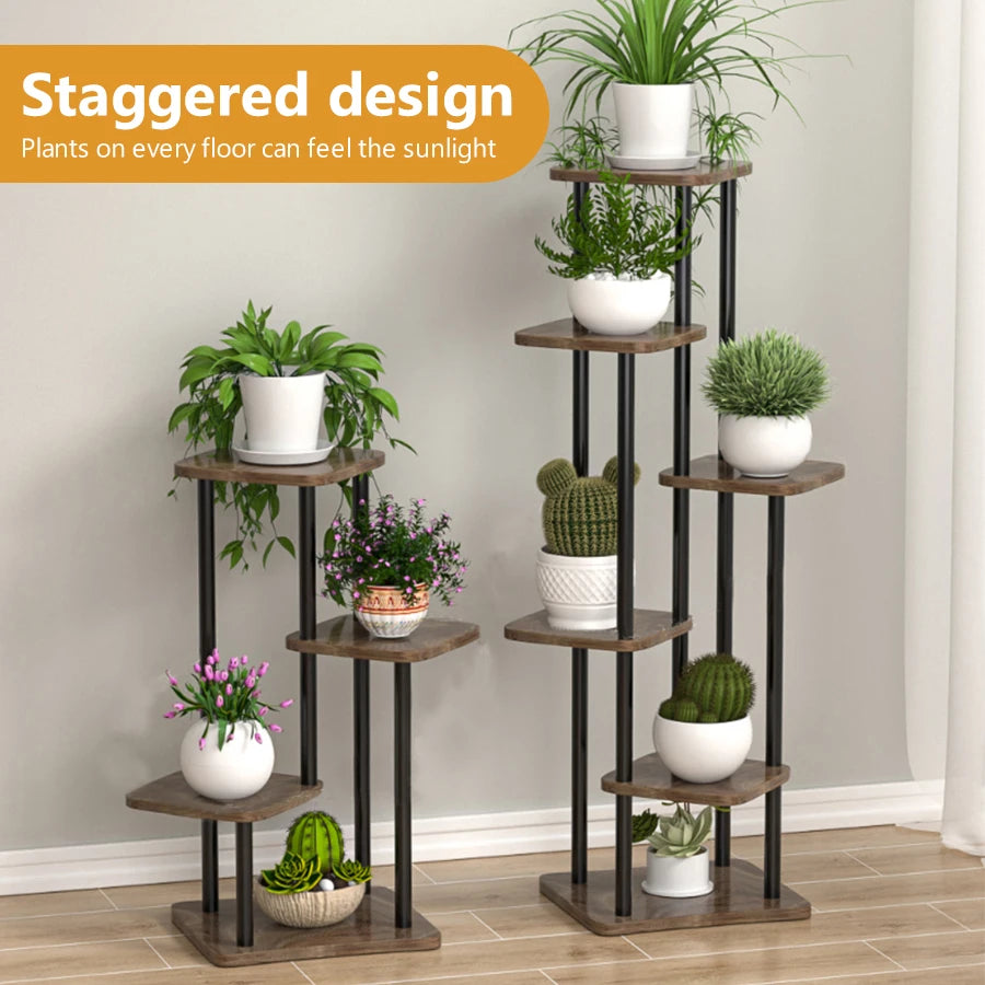 Plant Stand - All-Season Outdoor Flower Shelf With Multi-Tier Space-Saving Design For Balcony, Garden & Patio Living Room