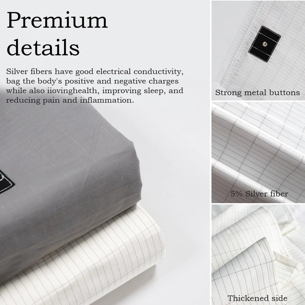 Grounding Sheets, 5% Pure Silver Fiber & 95% Organic Cotton, Grounded Well Bed Sheet, Earthing Conductive Sheet for Better Sleep