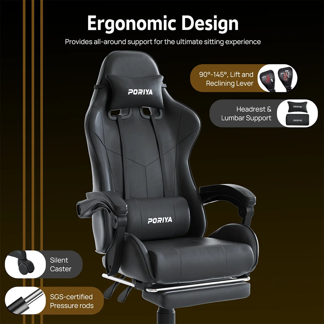 Gaming Chair Office Computer Seating Racing PU Executive Racer Recliner Chair