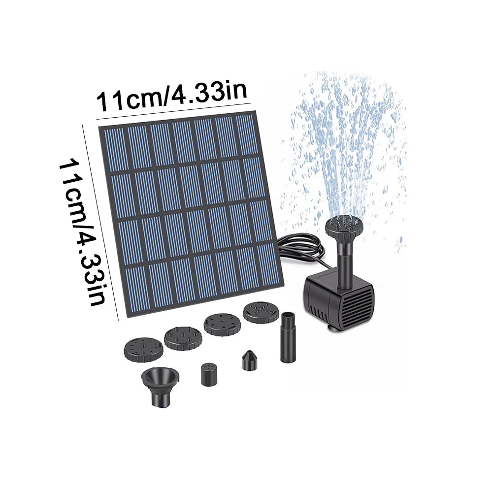 Solar Fountain Pond Pump Kit with Nozzles Solar Powered Fountain Water Pump Solar Fountain for Bird Bath Ponds Garden Fish Tank