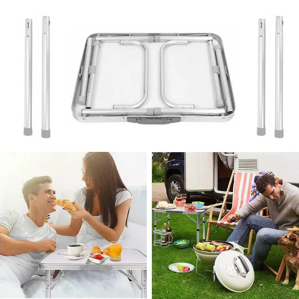 Folding Camping Table Aluminium Portable Picnic Outdoor Foldable Desk with Adjustable Leg