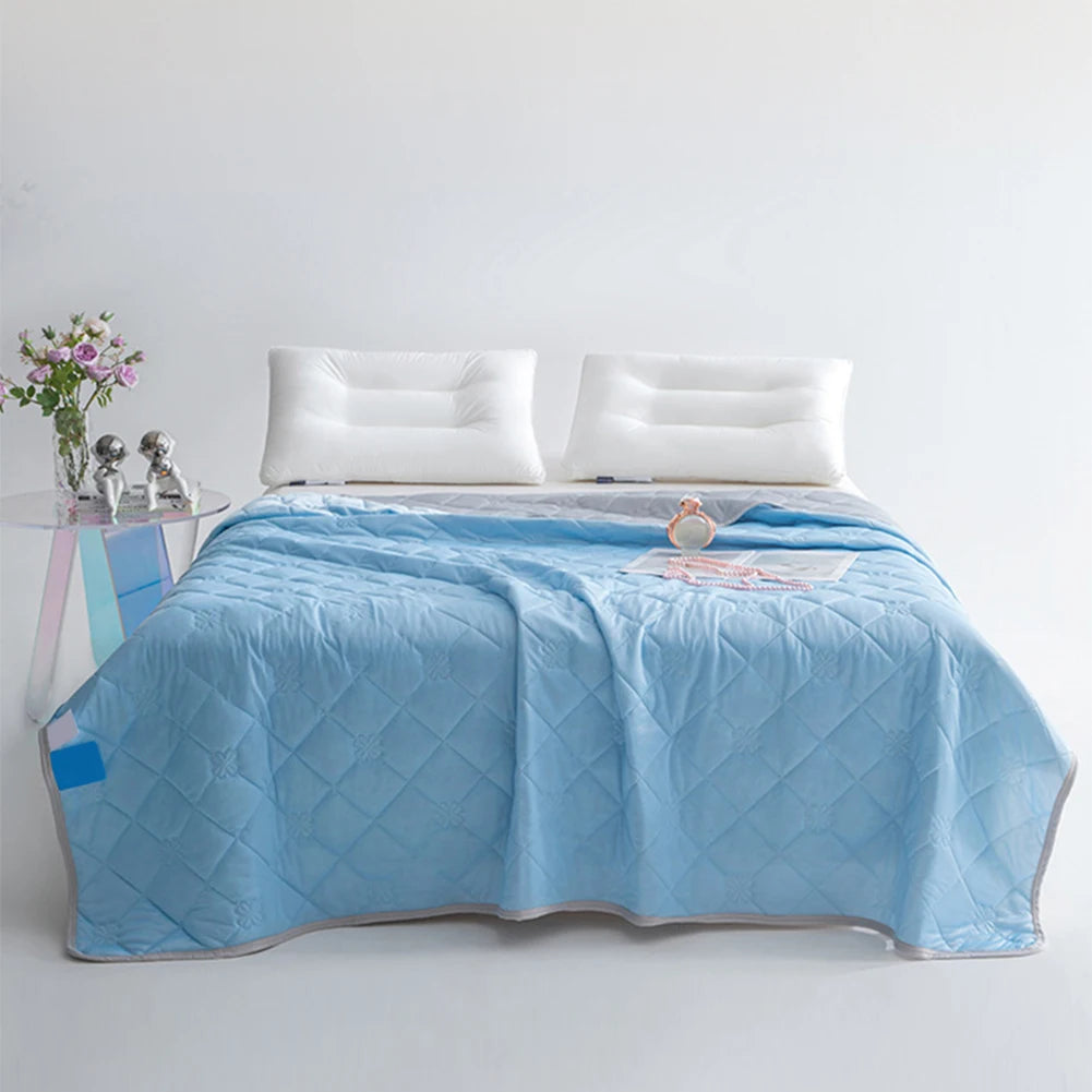 2025 New Cool Silk Ice Cream Summer Quilt Solid Color Printing Air Conditioner Quilt Machine Washable Water Washable Quilt