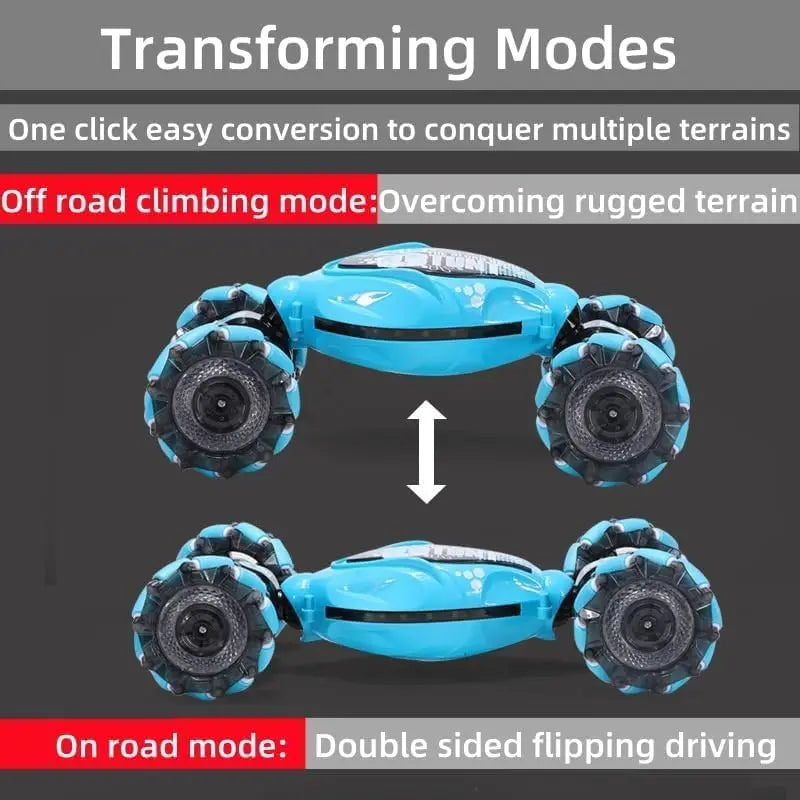 Remote Control Car, RC Car Toy 4WD Stunt Car with LED Lights & 360° Flips, 4WD Off-Road Stunt Car for Kids, All Terrain Tires