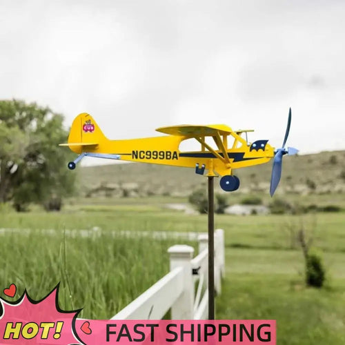 3D Plane Weather Vane Creative Chic Metal Airplane Garden Weather Vane Plug Decor Anti-corrosion Weatherproof for Outdoor Garden