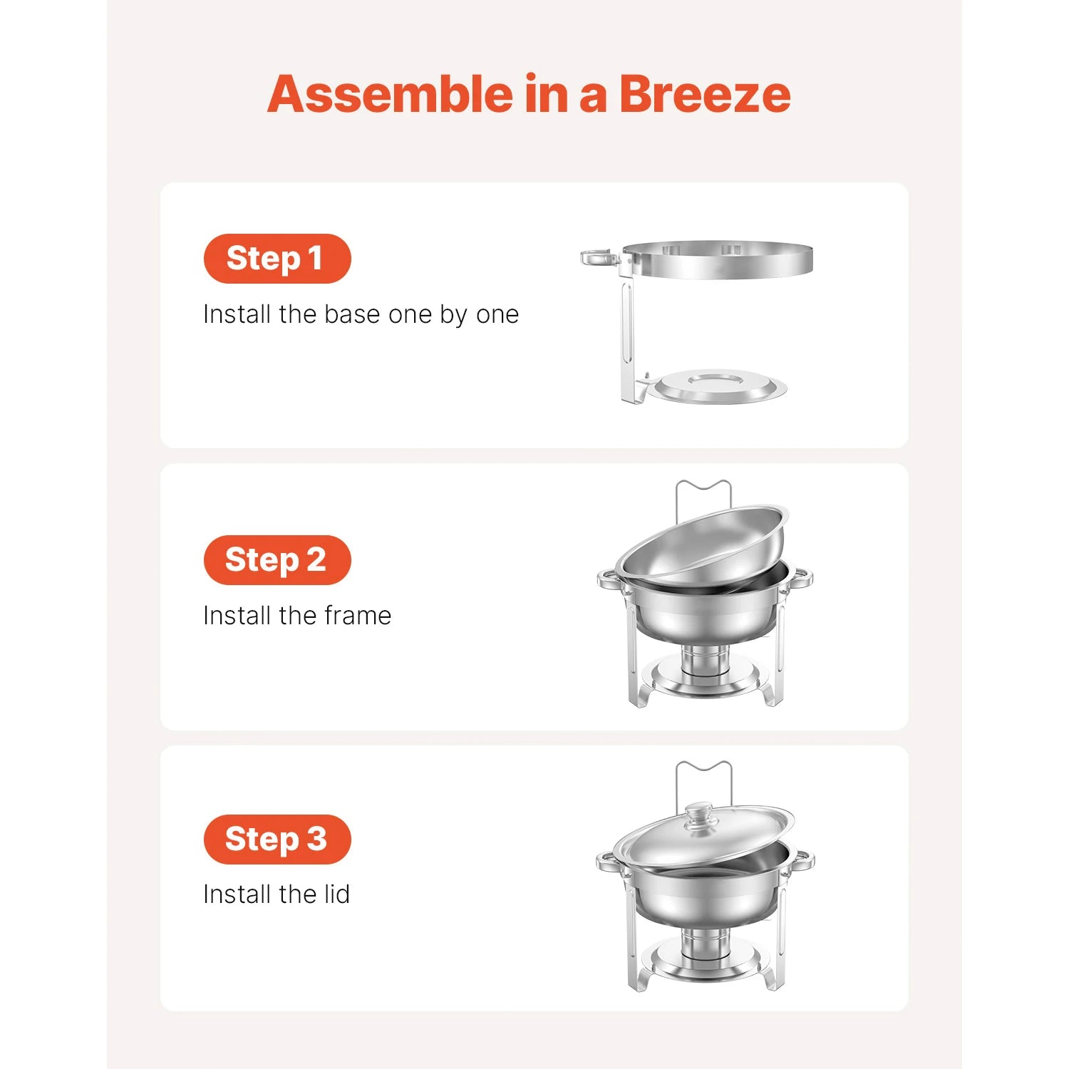 SucceBuy 4Pack Chafing Dish Buffet Set Stainless Steel Chafer w/4 Full Size Pan Round Catering Warmer Server for Party Banquets