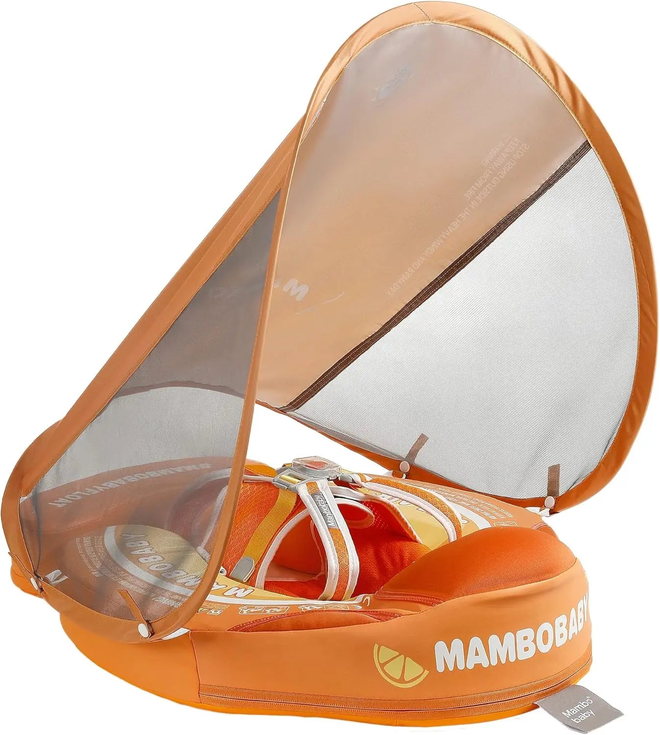 Mambobaby Float with UPF50+ Sun Canopy and Tail Non-Inflatable Baby Swimming Float Swim Trainer Pool Toy for Baby 3-24 Monthso