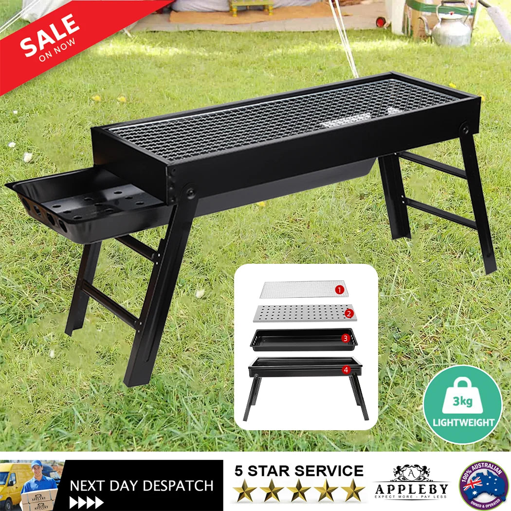 Charcoal BBQ Grill Portable Smoker Barbecue Outdoor Foldable Camping Set AU