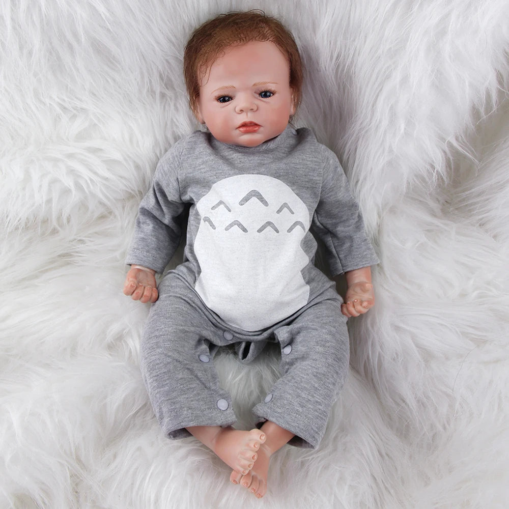 55cm Reborn Baby Doll Boy Soft Vinyl Newborn Lifelike Weighted Cloth Body Realistic Doll Collectible Toy for Kids