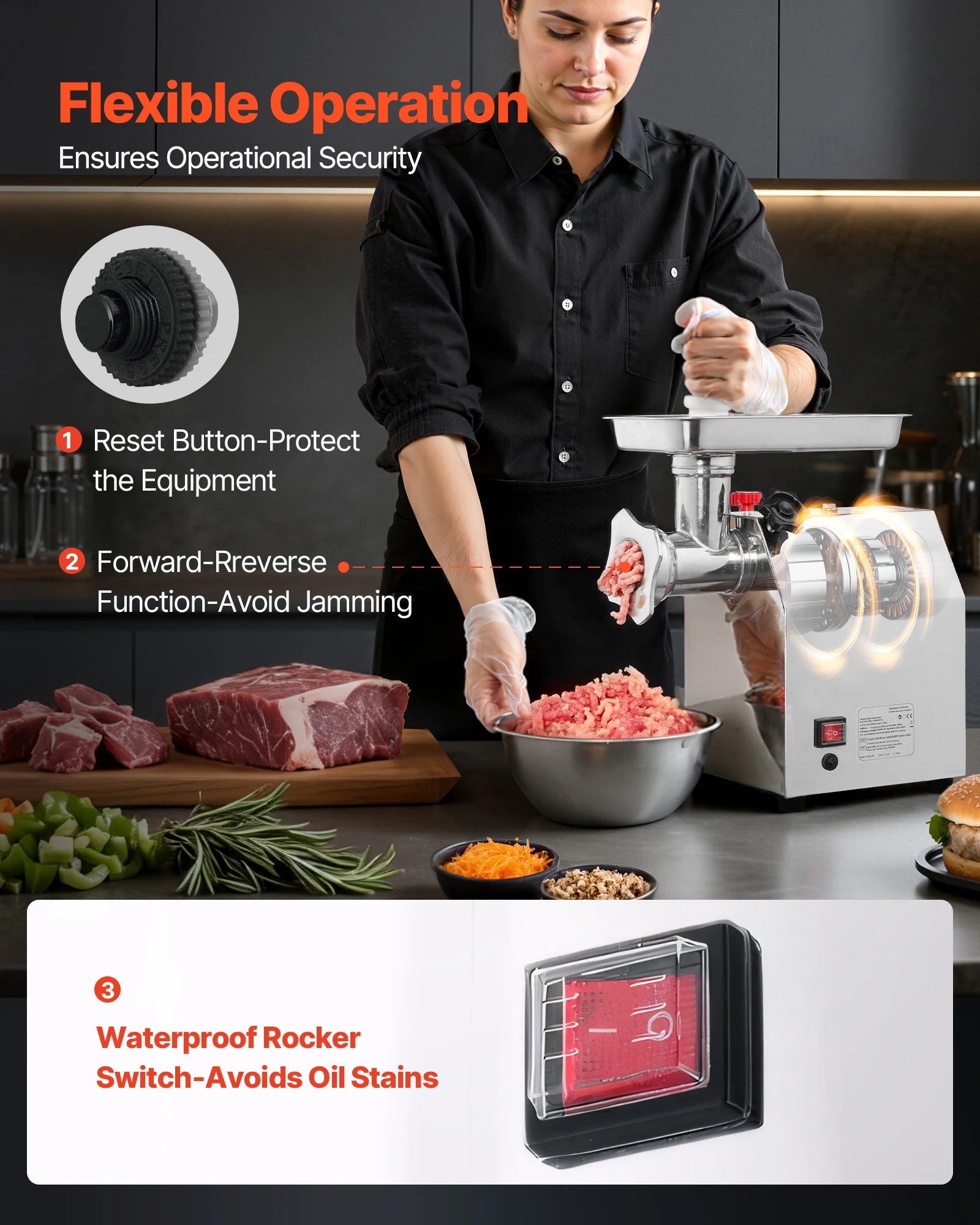 SucceBuy  Meat Grinder 5.5 Lbs-9.2 Lbs/Min Capacity Electric Meat Mincer w/ Blade Grinding Plate Sausage Maker for Kitchen Home