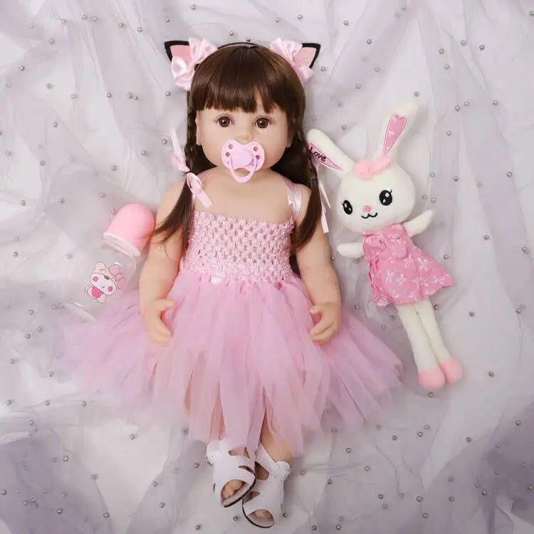 22" Reborn Doll Full Body Silicone vinyl Realistic Handmade Reborn Baby Doll Toy Gift