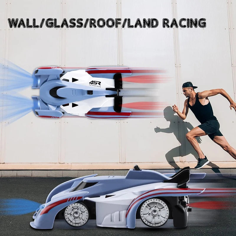 Wall Climbing Remote Control Car With Headlight, Dual Mode 360° Rotating RC Stunt Car Wall  Gift For Kids Birthday
