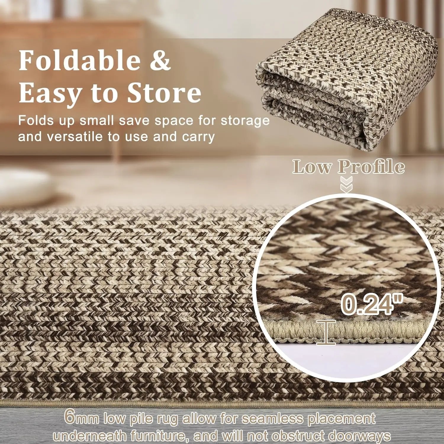 Vintage Area Rug Floral Distressed Non-Slip Low Pile Stain Resistant Machine Washable Carpet for Living Room Bedroom Office