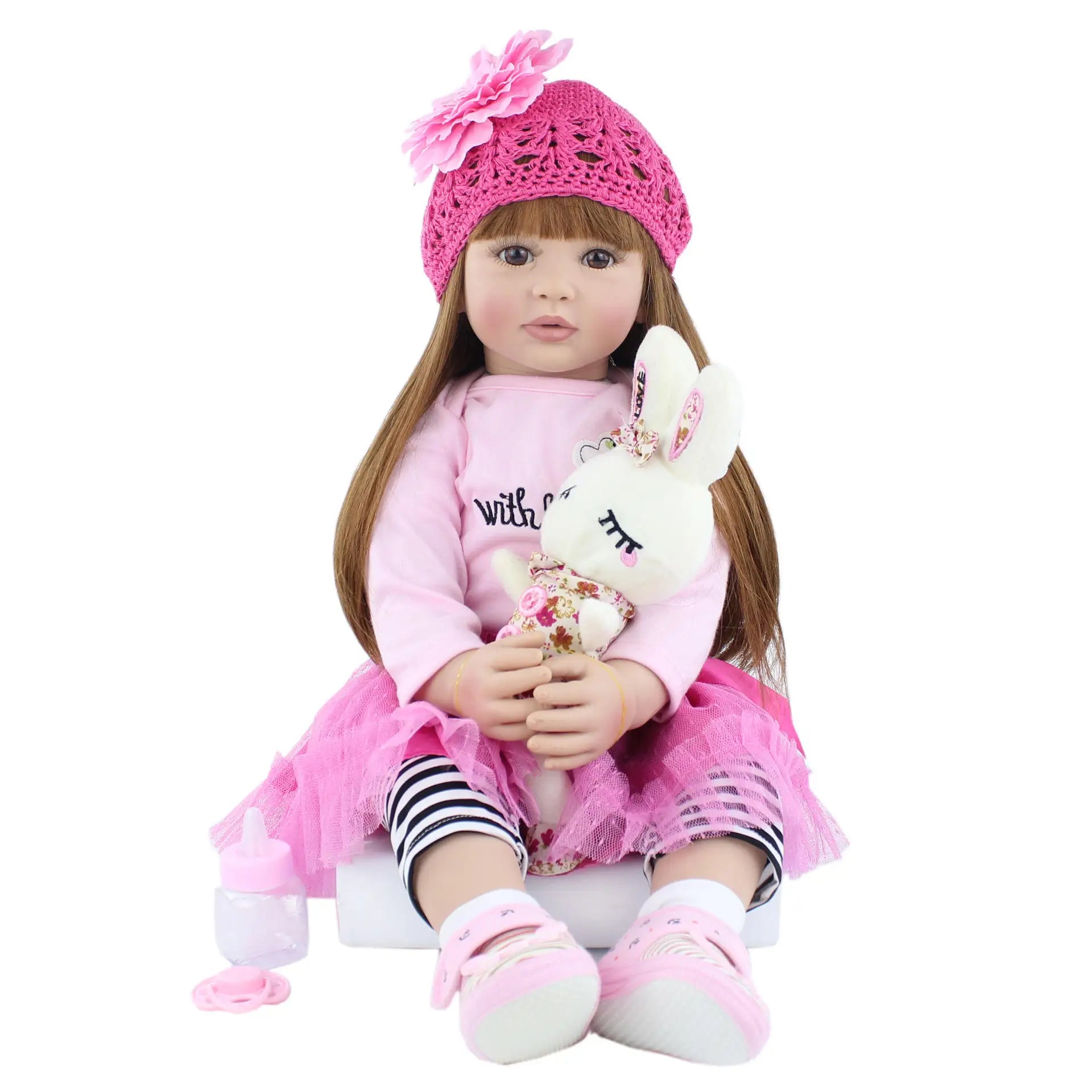 Lifelike Reborn Baby Doll Girl 60cm Handmade Realistic Newborn Baby Doll Soft Silicone Vinyl Reborn Toddler Doll